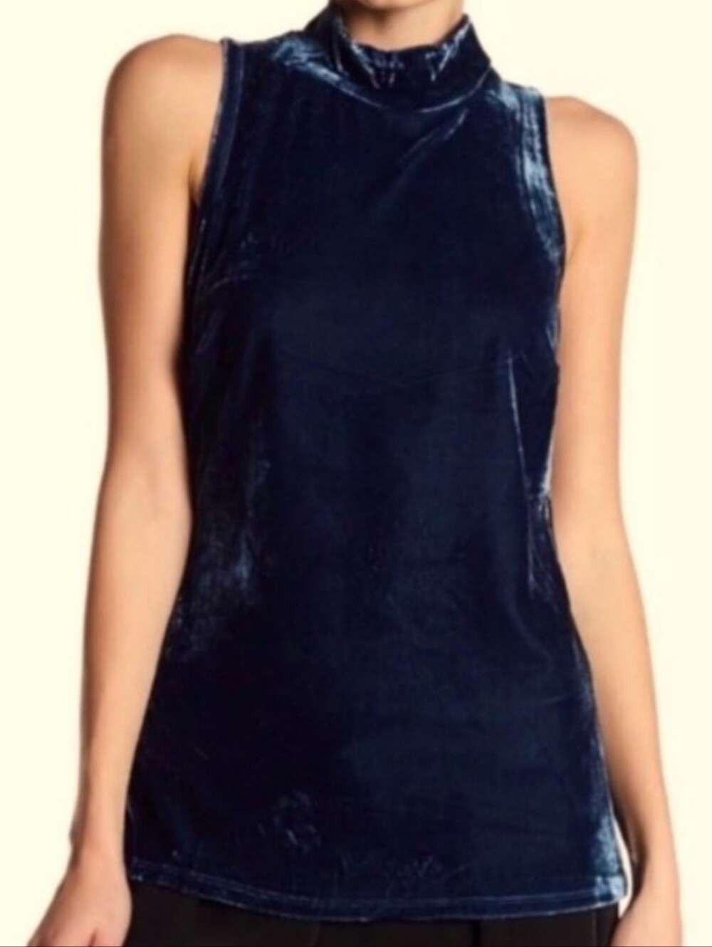 New J. Crew Navy Velvet Sleeveless Mock Neck Tank Top Small